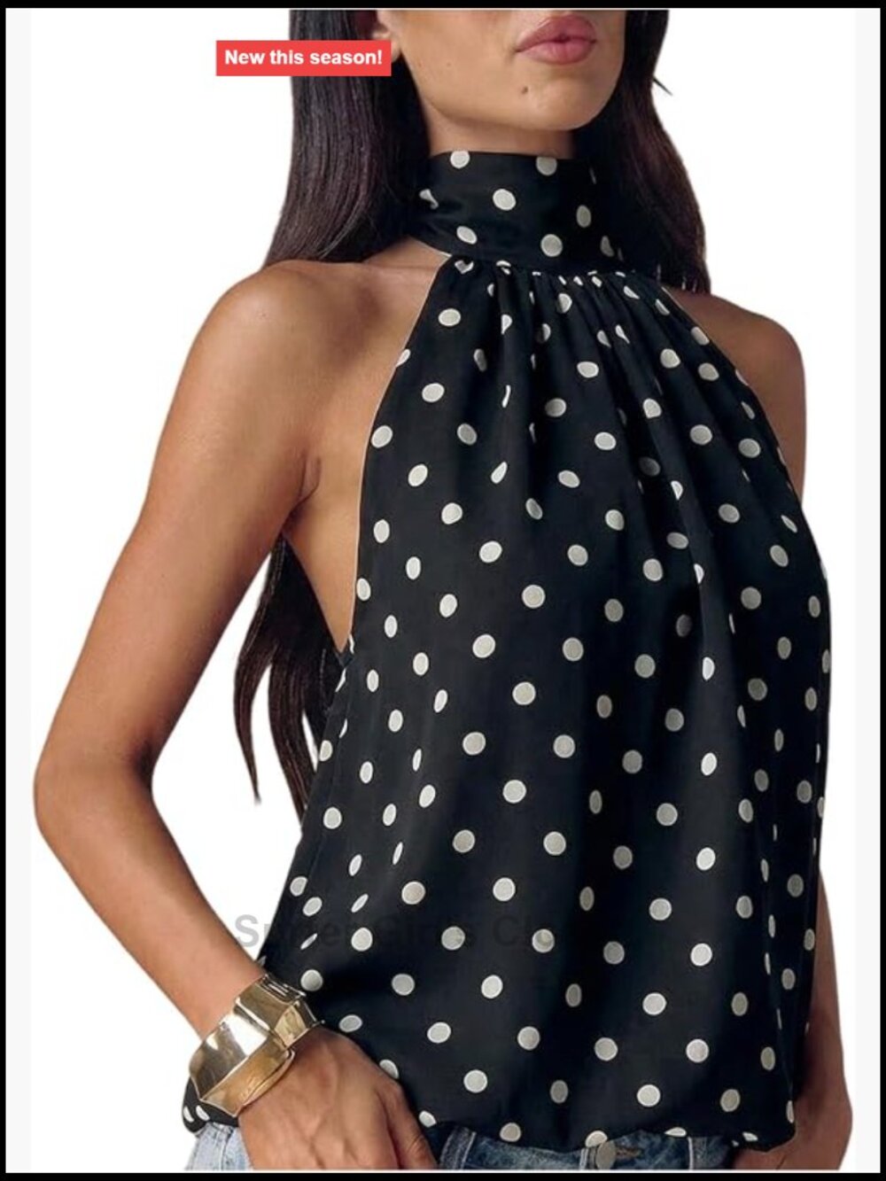 Women's Y2K Polka Dot Halter Top, Backless Peplum Babydoll Blouse